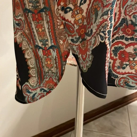 SHEIN multi paisley floral Boho satin feel button down shirt oversized Small - Picture 5 of 11